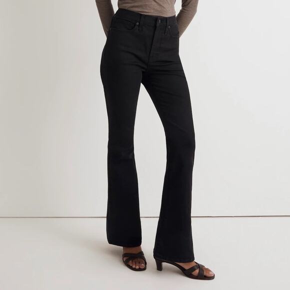 Madewell Slim Skinny Flare Jeans Black Frost Stretch Work Women’s Size 33 NEW - Picture 2 of 11